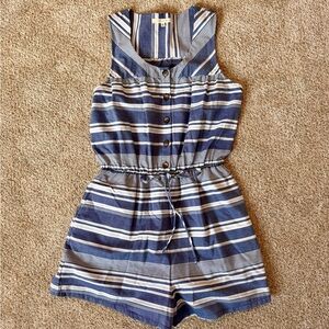 Copper Key Navy and White Striped Romper
